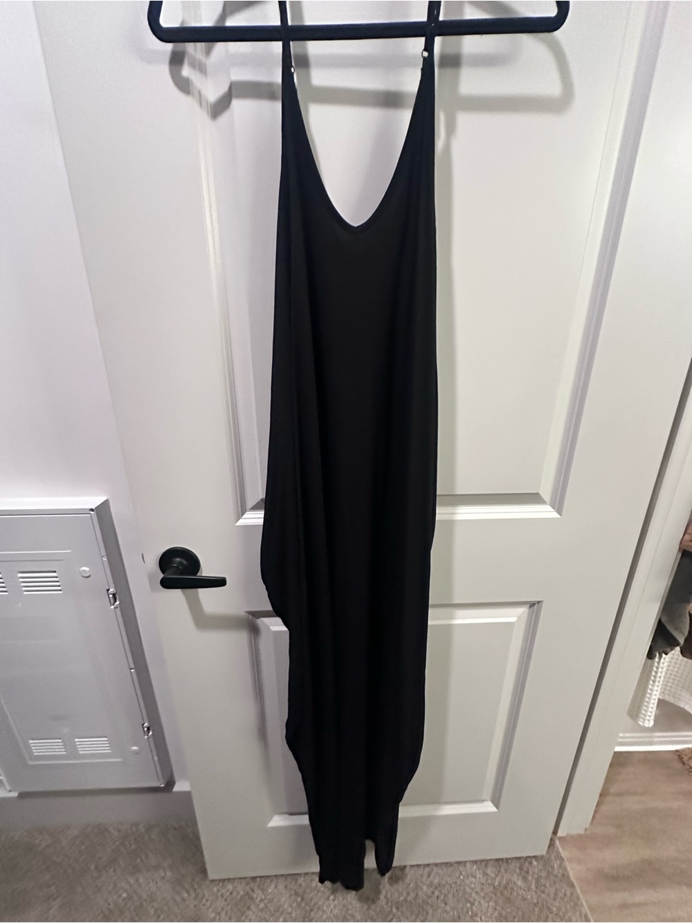 HYFVE Black Slip Maxi Dress with Adjustable Straps
